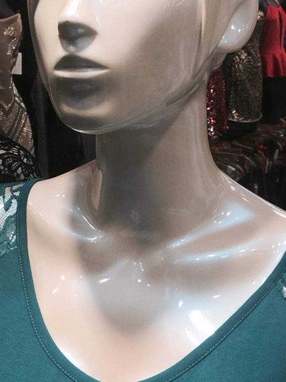 Blue Ghost Pearl on a Mannequin Head