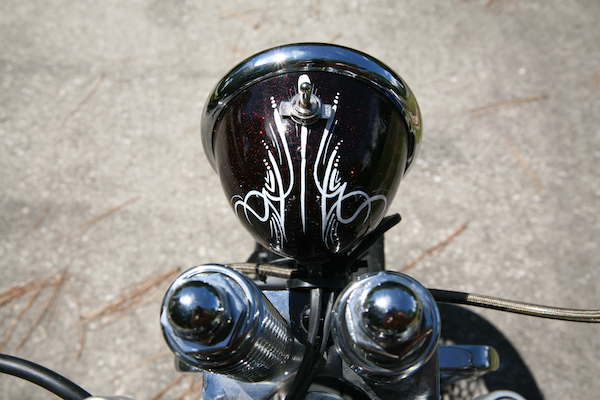 Apple Red Flake Comes out very subtly on this bike. Red metal flake Sportster with Apple Red.