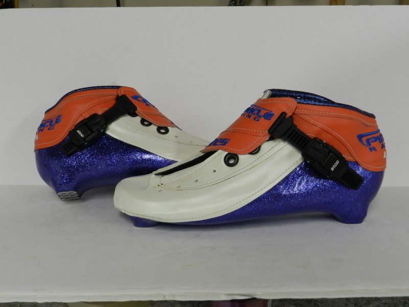 inline skate boots with blue metal flake