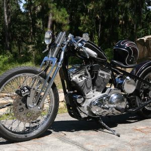 Black Harley. But this is not just a Black Harley, This is an Apple Red Metal Flake Sportster.