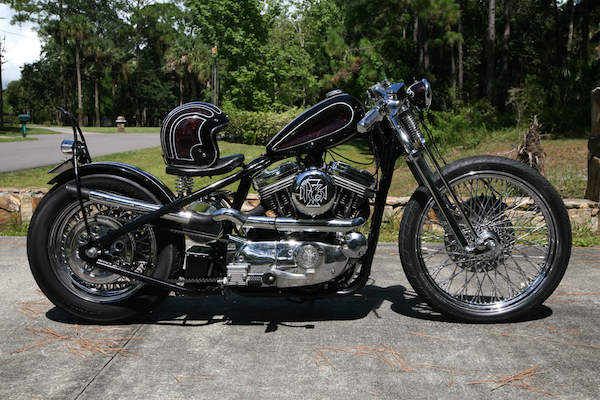 Red Metal Flake Sportster side view with the Apple Red Metal Flake.