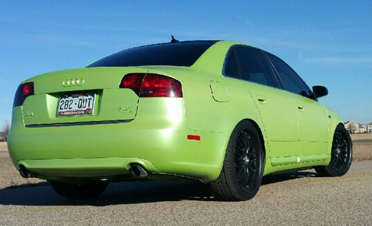 Lemon Lime Yellow Gold Flip Paint Chameleon Pearl on Audi by Dynamic Auto Dip.