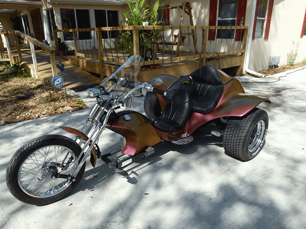 This Custom Trike was painted with our 4739OR Chameleon paint pigment.